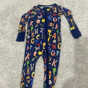 Little Sleepies Alphabet Print Kids One Piece - Blue